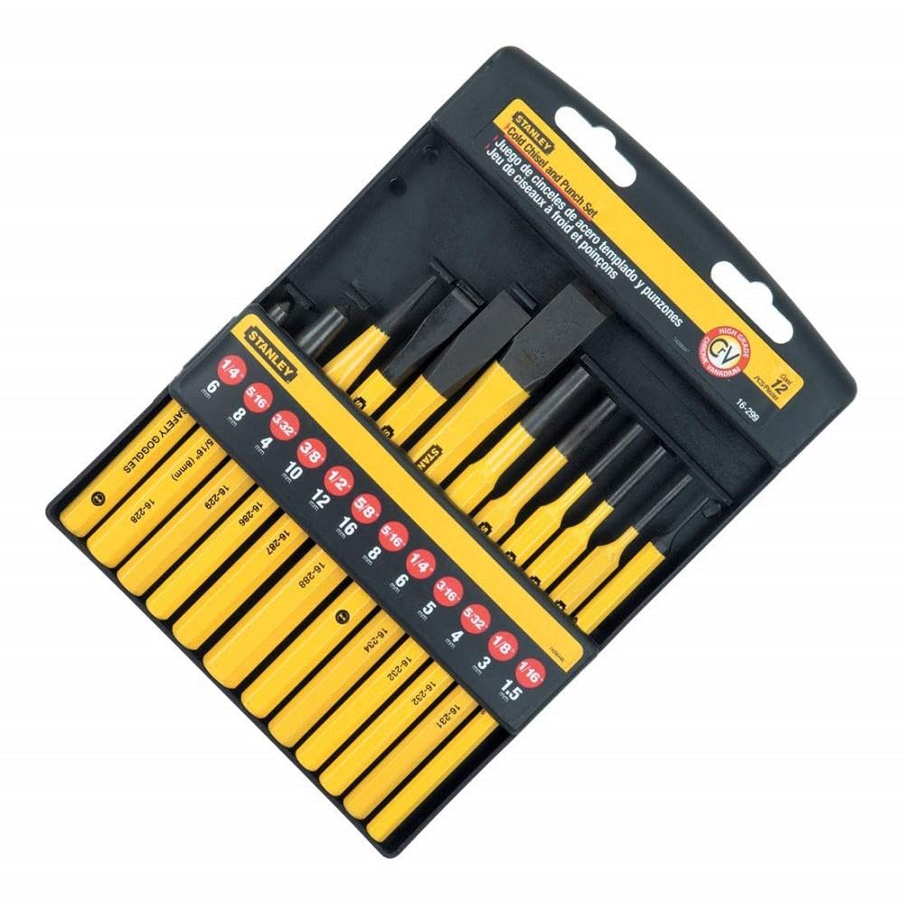 STANLEY 12 Piece Punch and Chisel Set includes Centre, Pin Punches